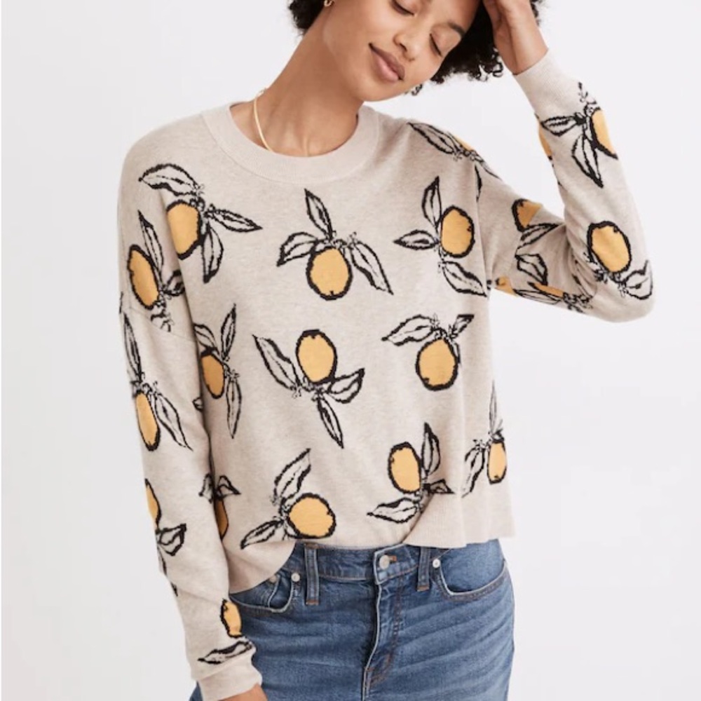 Tangerine Sketch Jacquard Pullover Sweater
